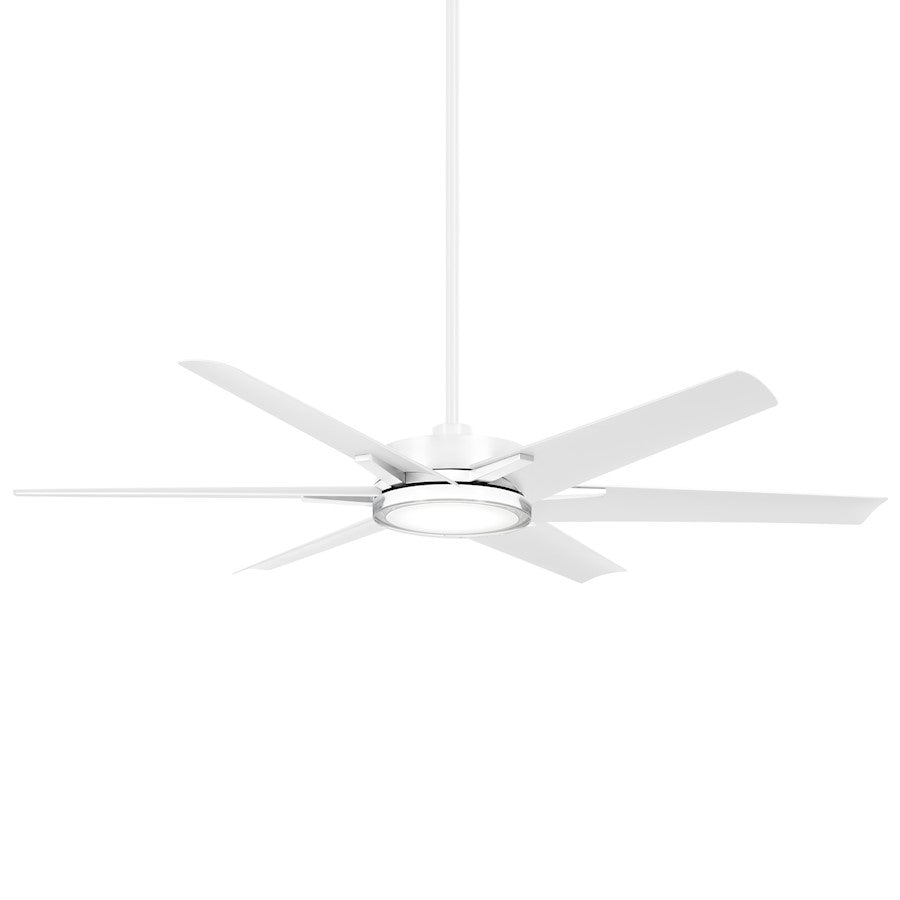 Minka Aire Deco 65in 6-Light Ceiling Fan with LED | Modern Flat White and Clear Acrylic | Covered Patio & Outdoor Living | 13.6 in H | Model F866L-WHF