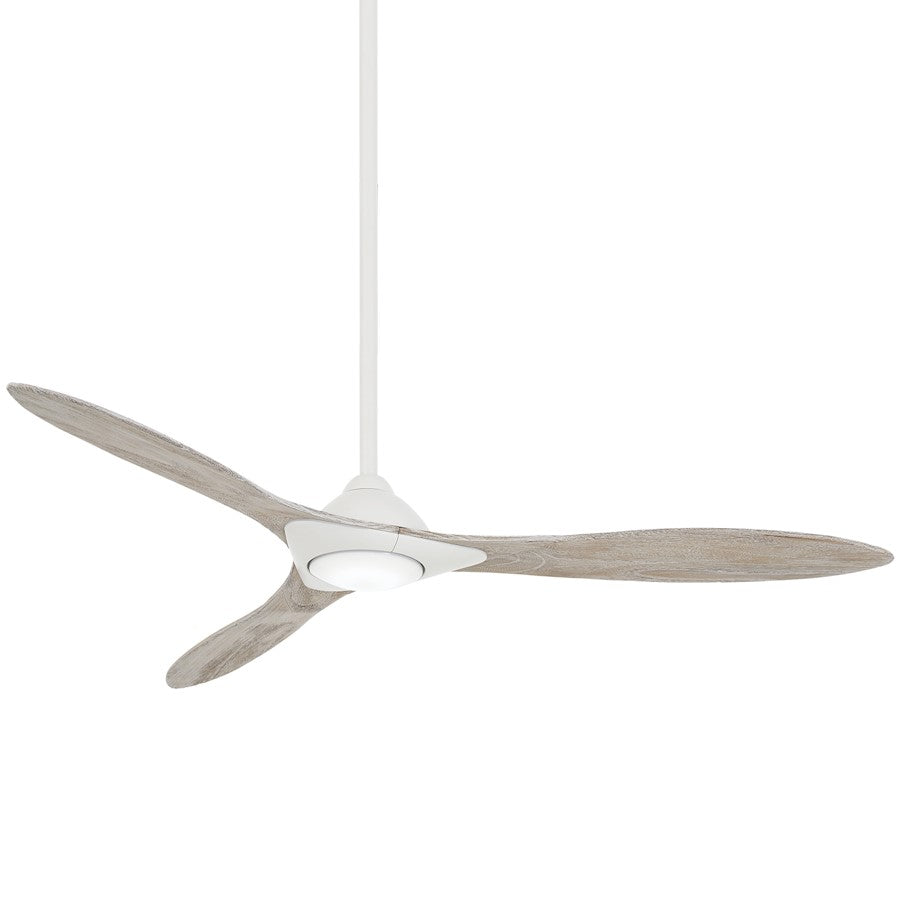 Minka Aire Sleek LED 60in Ceiling Fan | Contemporary Soft Brass and Flat White Blades | Living Room & Bedroom | Model F868L-SBR-WHF