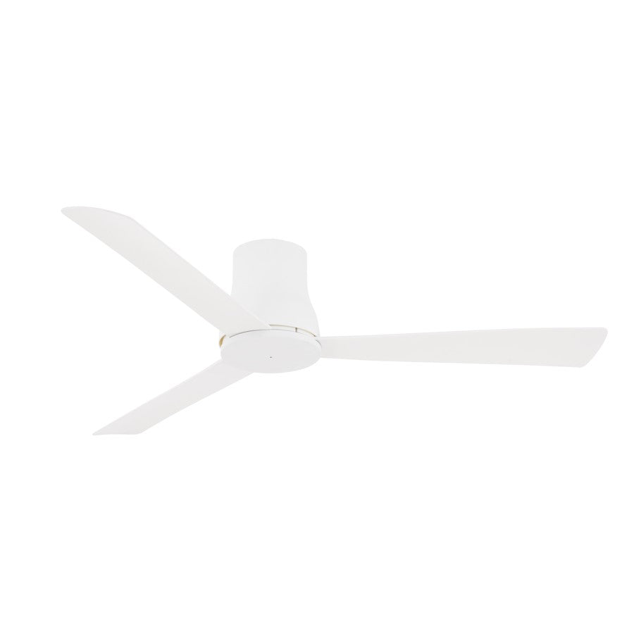 Minka Aire Simple Flush 52in Ceiling Fan | Modern Flat White | Bathroom & Covered Patio | 52 x 52 x 9 in | Model F873-WHF