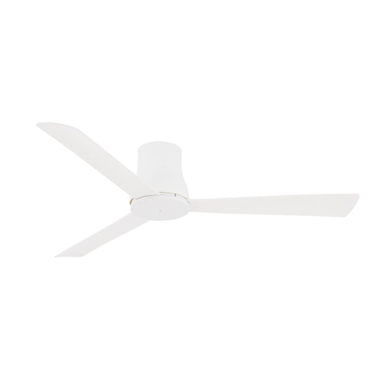 Minka Aire Simple Flush 52in Ceiling Fan | Modern Flat White | Bathroom & Covered Patio | 52 x 52 x 9 in | Model F873-WHF