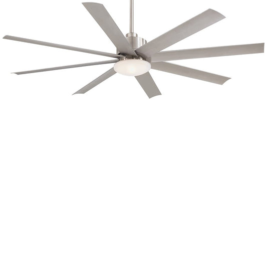 Minka Aire Slipstream 65in 8-Blade Ceiling Fan | Contemporary Brushed Nickel Wet | Covered Patio & Living Room | 65 x 65 x 15 in | Model F888-BNW