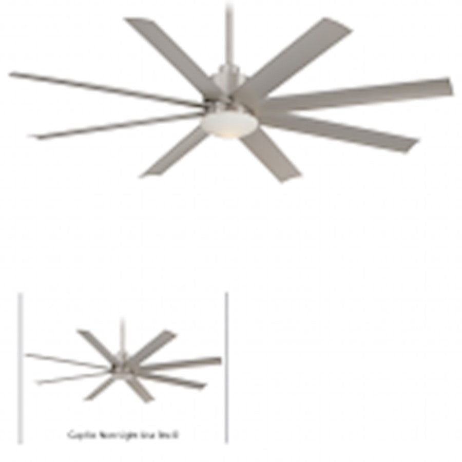 Minka Aire Slipstream LED 65in Ceiling Fan | Brushed Nickel Wet Rated | Outdoor Patio & Covered Porch | 65 x 65 x 15 in | Model F888L-BNW