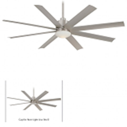 Minka Aire Slipstream LED 65in Ceiling Fan | Brushed Nickel Wet Rated | Outdoor Patio & Covered Porch | 65 x 65 x 15 in | Model F888L-BNW