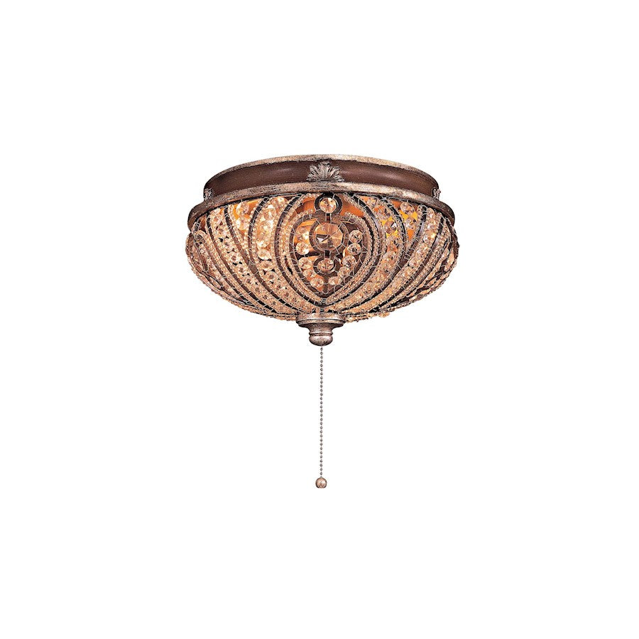 Minka Aire Universal 11in 2-Light Ceiling Fan Light Kit | Traditional Belcaro Walnut and Crystal | Dining Room & Living Room | Model K9500