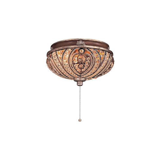 Minka Aire Universal 11in 2-Light Ceiling Fan Light Kit | Traditional Belcaro Walnut and Crystal | Dining Room & Living Room | Model K9500