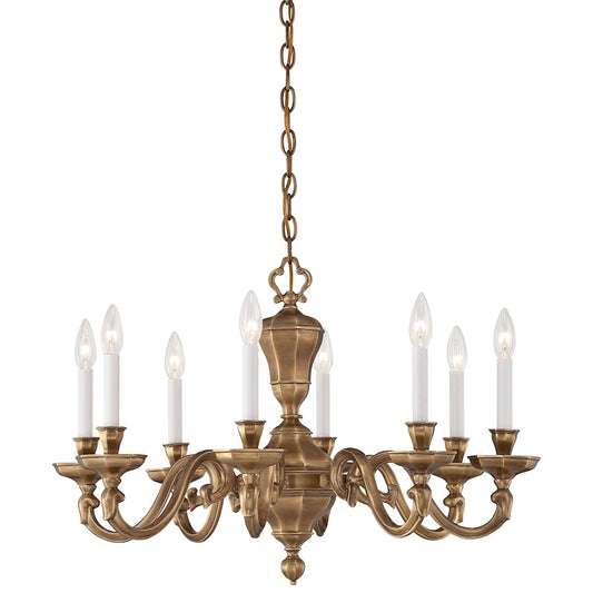 Metropolitan Lighting Casoria 28in 8-Light Chandelier | Traditional Vintage English Patina | Dining Room & Living Room | Model N1115-046