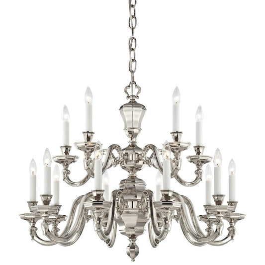 Metropolitan Lighting Casoria 33in 15-Light Chandelier | Traditional Polished Nickel | Dining Room & Living Room | 33 x 33 x 26 in | Model N1117-613