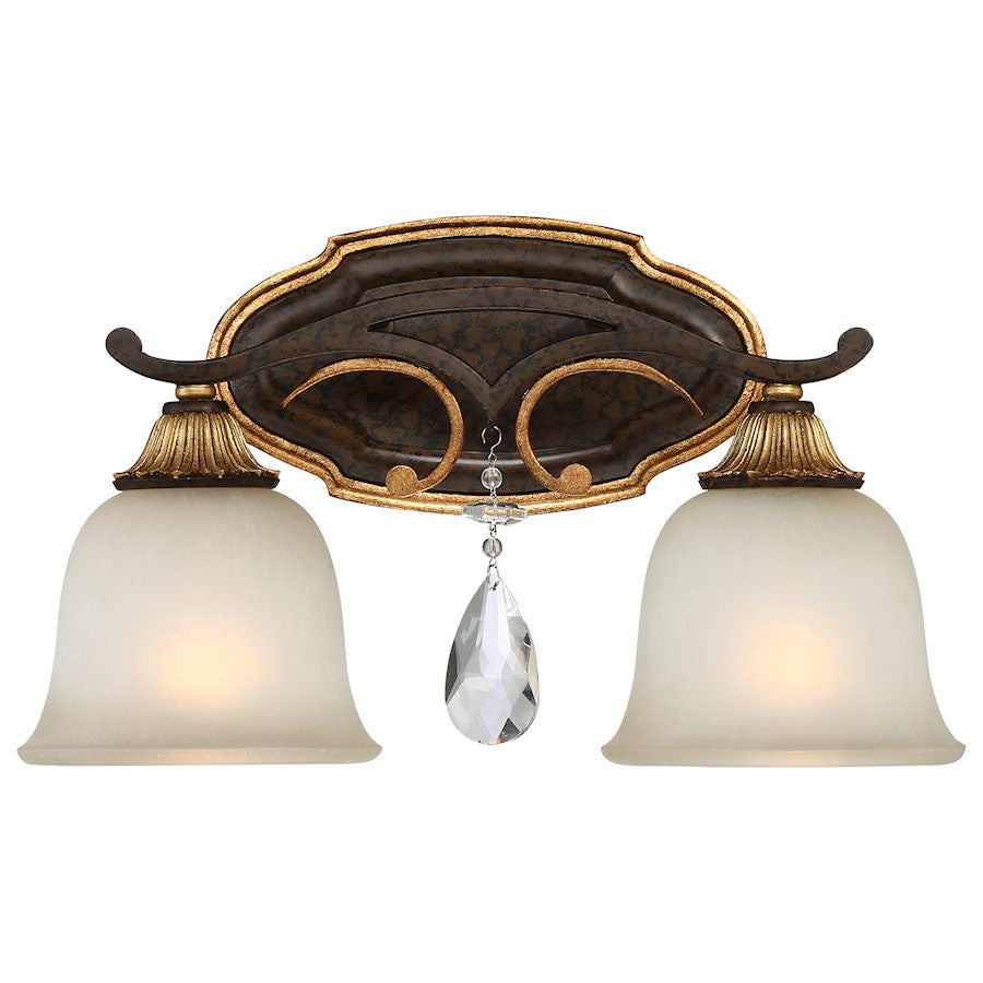 Metropolitan Lighting Chateau Nobles 2-Light Vanity Light | Traditional Raven Bronze and Sunburst Gold with Crystal | Bathroom & | Model N1462-652