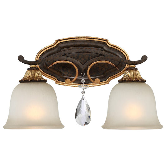 Metropolitan Lighting Chateau Nobles 2-Light Vanity Light | Traditional Raven Bronze and Sunburst Gold with Crystal | Bathroom & | Model N1462-652