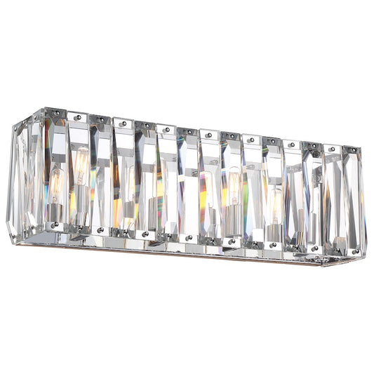 Metropolitan Lighting Coronette 4-Light Bath Vanity Light | Contemporary Chrome and Crystal | Bathroom Vanity | 24.5 x 5.75 x 7.5 in | Model N1754-77