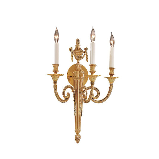 Metropolitan Lighting 3-Light Wall Sconce | Traditional Polished Gold | Hallway & Bedroom Accent Light | 14 x 8 x 20 in | Model N1773