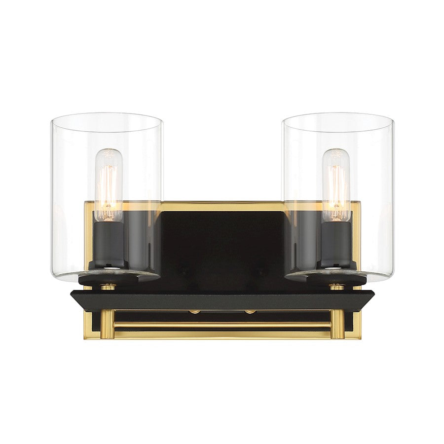 Minka Metropolitan Sable Point 12in 2-Light Vanity Light | Transitional Sand Coal with Honey Gold | Bathroom & Powder Room | Model N1852-707