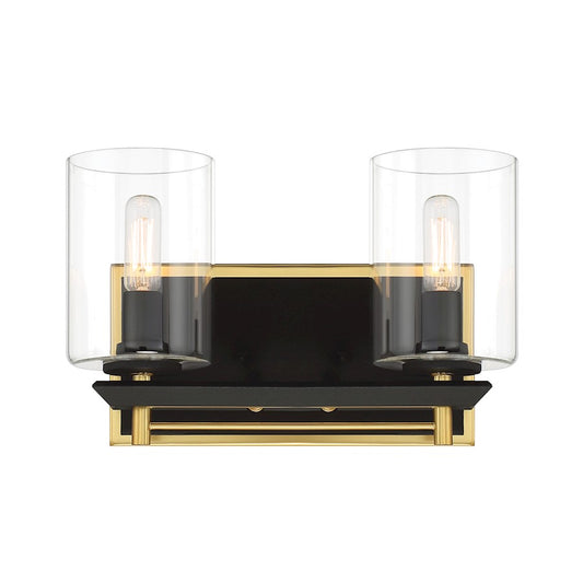 Minka Metropolitan Sable Point 12in 2-Light Vanity Light | Transitional Sand Coal with Honey Gold | Bathroom & Powder Room | Model N1852-707