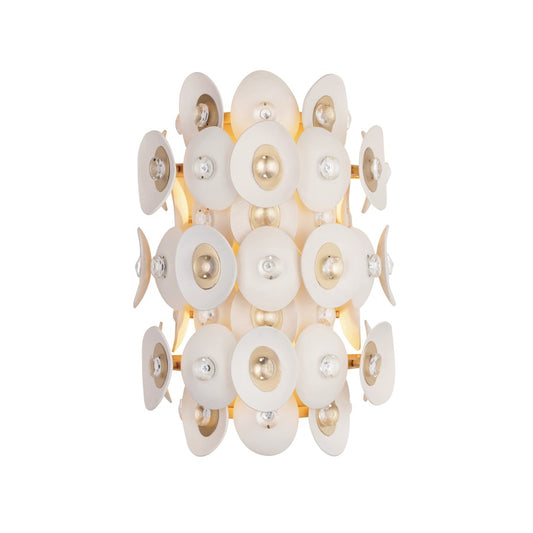 Minka Metropolitan Niu 2-Light Wall Sconce | Fawn Gold Steel and Coconut Shell Crystal | Bedroom & Hallway Accent | 11 x 15.75 in | Model N1862-760