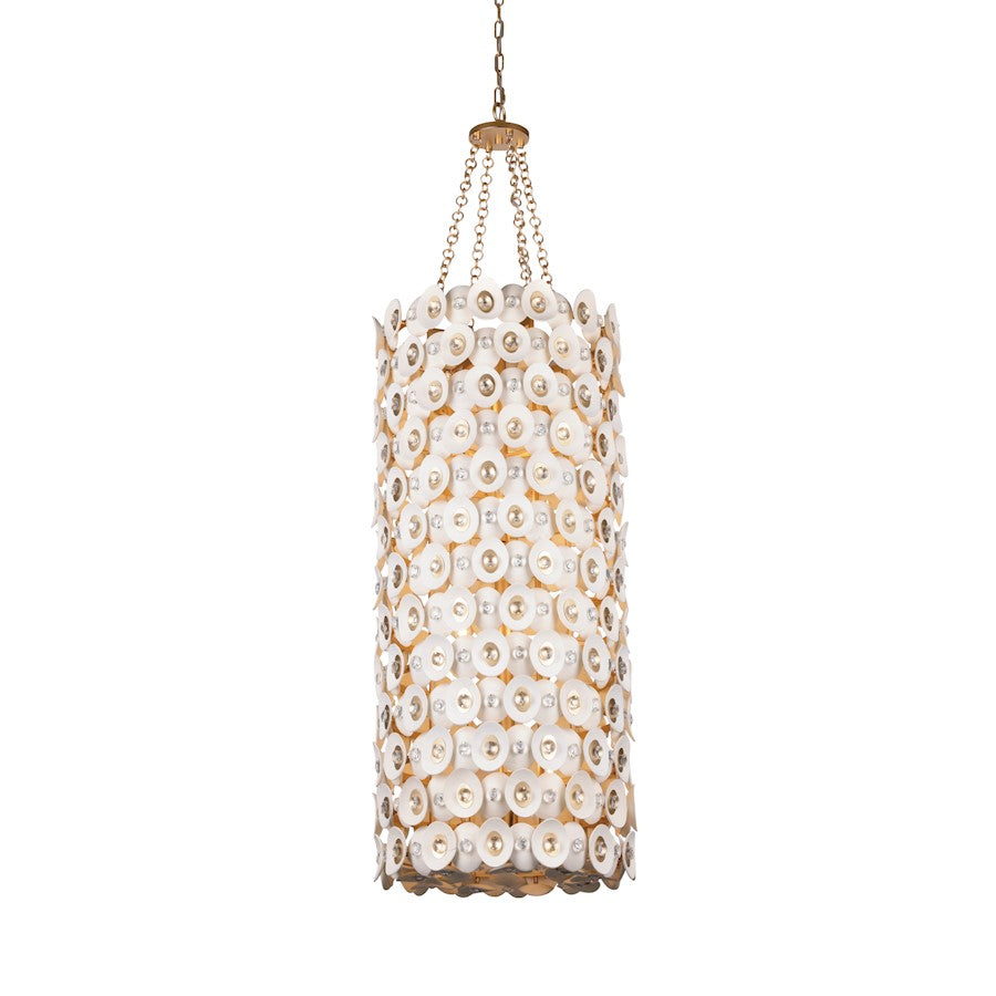 Minka Metropolitan Niu 20in 12-Light Foyer Pendant | Fawn Gold Steel/Coconut Shell/Crystal | Entryway & Stairwell | 20 x 63 in | Model N1866-760