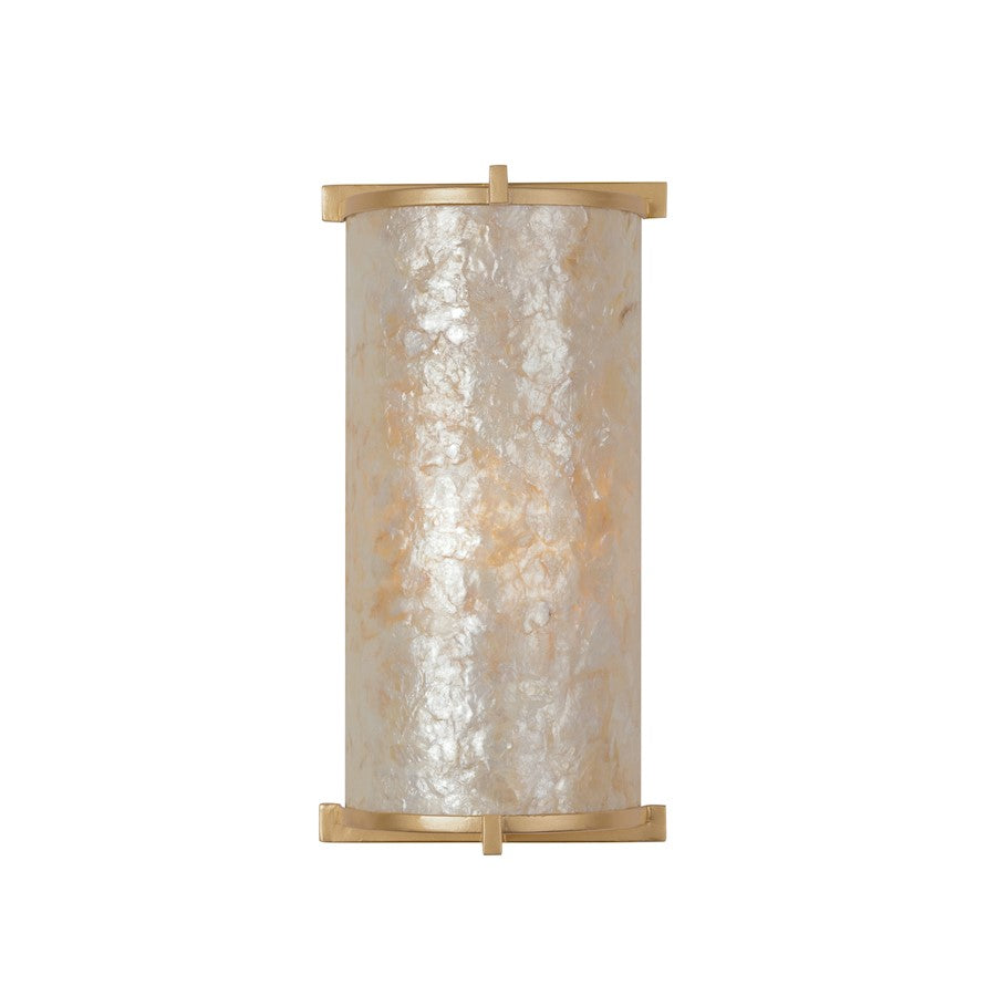 Minka Metropolitan Sommers Bend 7in 2-Light Wall Sconce | Transitional Fawn Gold Steel and White Capiz Shell | Living Room & | Model N1931-760