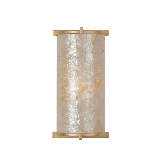 Minka Metropolitan Sommers Bend 7in 2-Light Wall Sconce | Transitional Fawn Gold Steel and White Capiz Shell | Living Room & | Model N1931-760