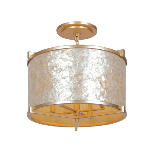 Minka Metropolitan Sommers Bend 17in 4-Light Semi-Flush Mount | Fawn Gold Steel and Inlay Capiz Shell | Dining Room & Entryway | Model N1934-760