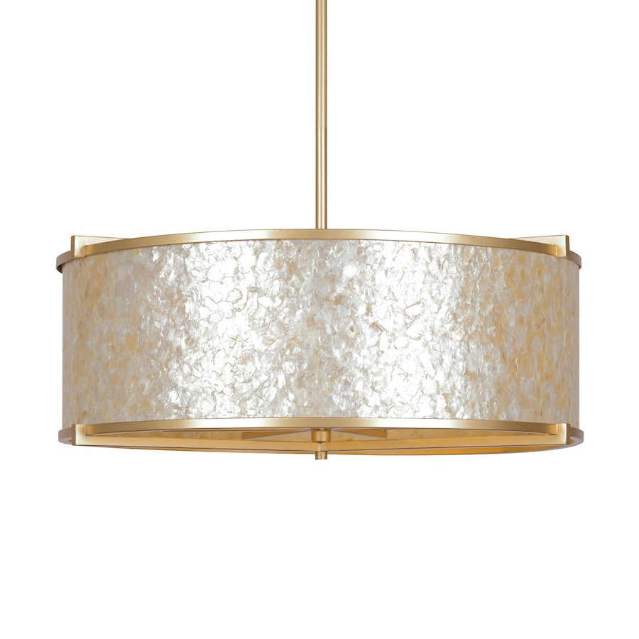 Minka Metropolitan Sommers Bend 27in 6-Light Pendant | Fawn Gold Steel and Inlay Capiz Shell | Dining Room & Entryway | Model N1935-760