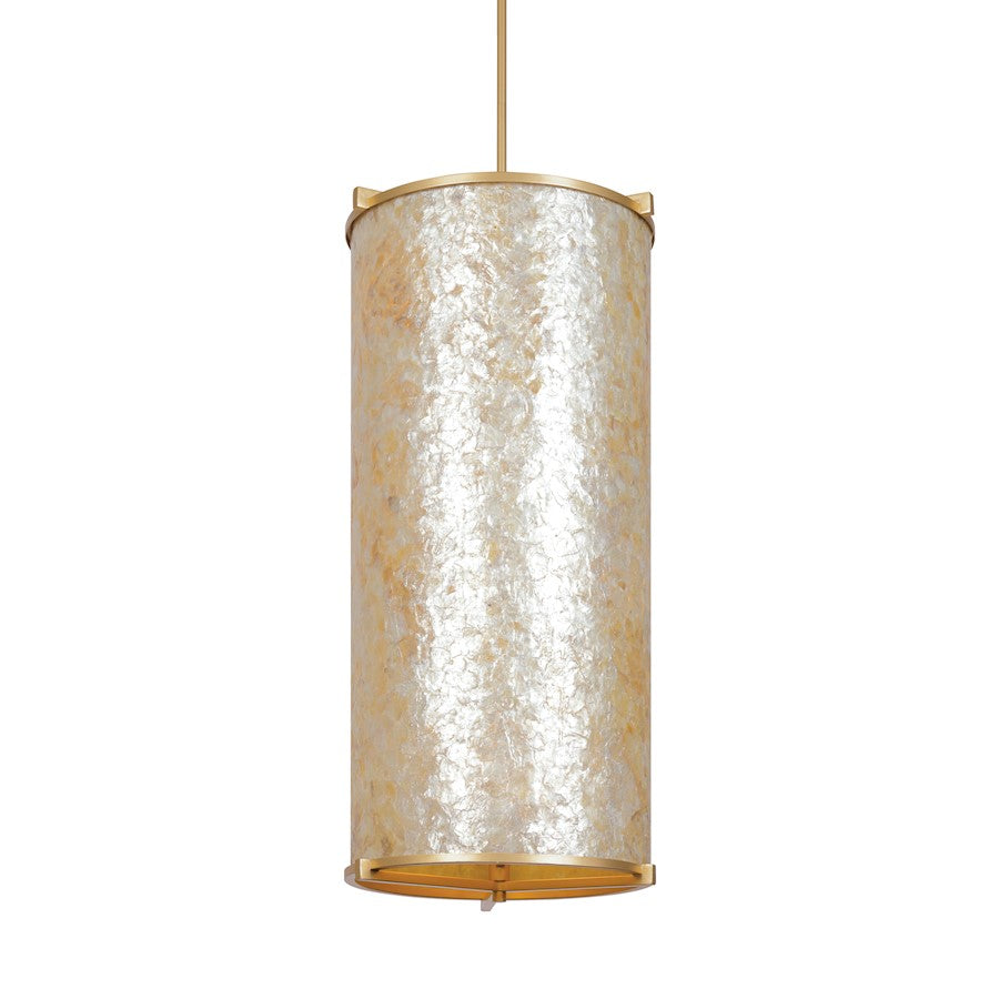 Minka Metropolitan Sommers Bend 15in 6-Light Pendant | Fawn Gold Steel and Inlay Capiz Shell | Dining Room & Kitchen Island | Model N1936-760