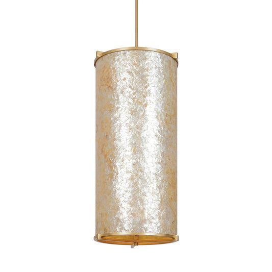 Minka Metropolitan Sommers Bend 15in 6-Light Pendant | Fawn Gold Steel and Inlay Capiz Shell | Dining Room & Kitchen Island | Model N1936-760