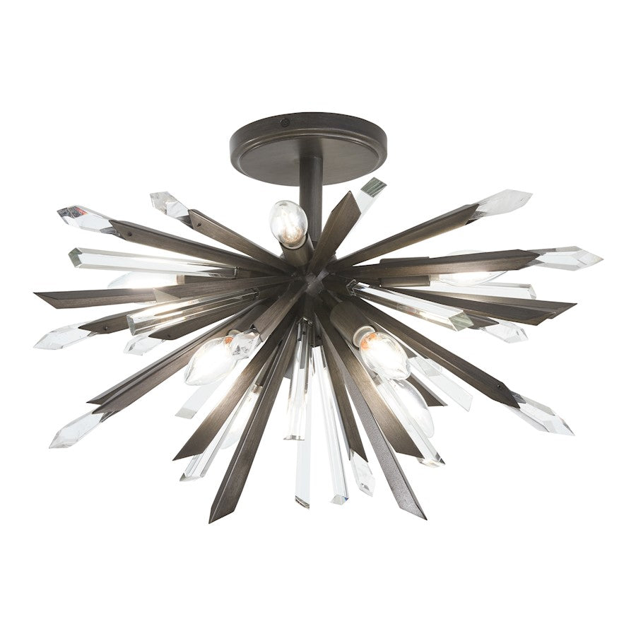 Minka Metropolitan Elsa 23in 8-Light Semi-Flush Mount | Midnight Graphite Steel and Crystal | Dining Room & Living Room | Model N1946-766