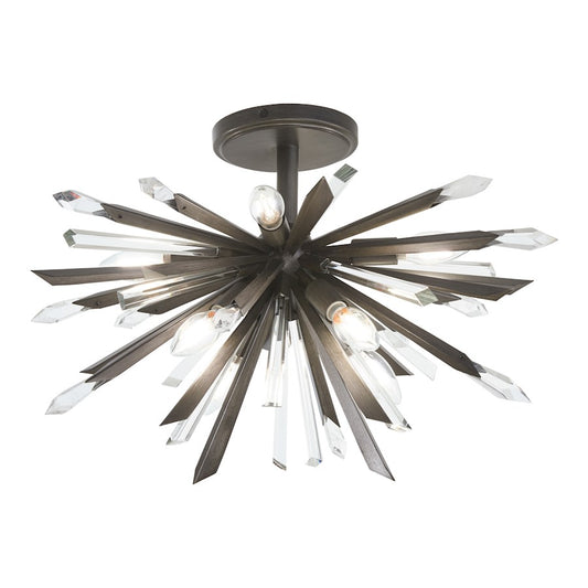 Minka Metropolitan Elsa 23in 8-Light Semi-Flush Mount | Midnight Graphite Steel and Crystal | Dining Room & Living Room | Model N1946-766