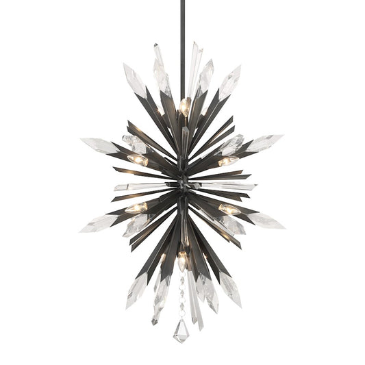 Minka Metropolitan Elsa 26in 12-Light Pendant | Midnight Graphite Steel and Crystal | Dining Room & Living Room | 26 x 26 x 38 in | Model N1947-766