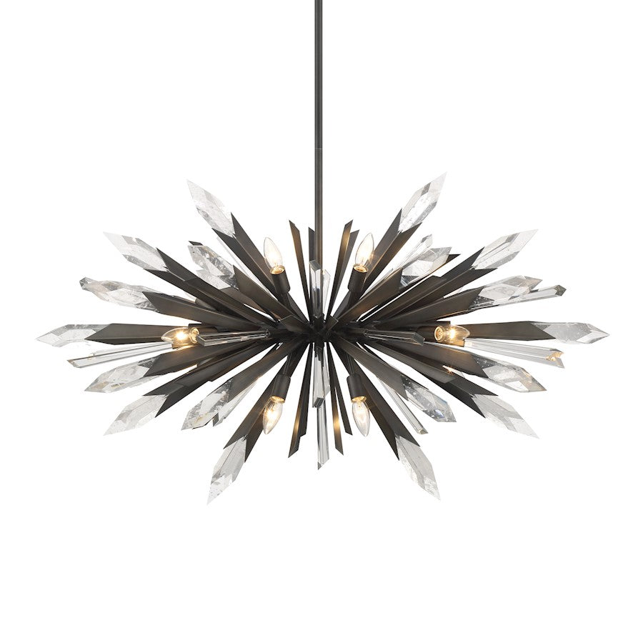 Minka Metropolitan Elsa 41in 12-Light Pendant | Midnight Graphite Steel and Crystal | Dining Room & Entryway | 41 x 41 x 26 in | Model N1948-766