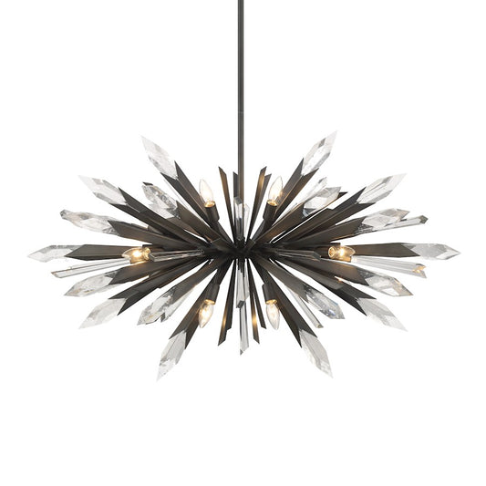 Minka Metropolitan Elsa 41in 12-Light Pendant | Midnight Graphite Steel and Crystal | Dining Room & Entryway | 41 x 41 x 26 in | Model N1948-766
