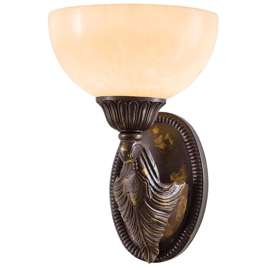 Metropolitan Lighting 1-Light Wall Sconce | Traditional Antique Oxidized Bronze & White Alabaster | Hallway & Bedroom Accent Light | Model N200401