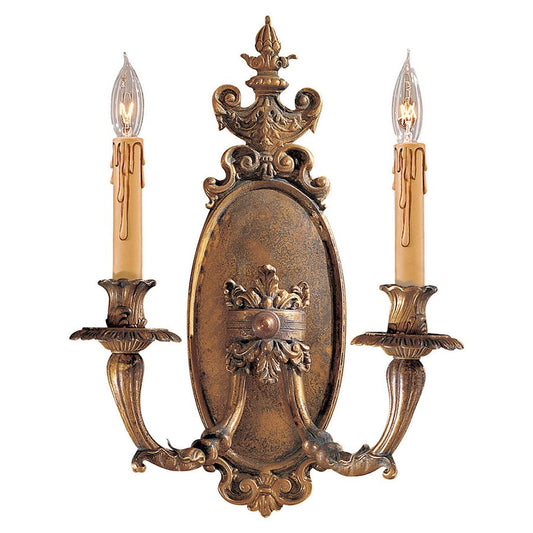 Metropolitan Lighting 2-Light Wall Sconce | Traditional Oxide Brass | Hallway & Bedroom Accent Light | 12 x 7 x 16 in | Model N202102