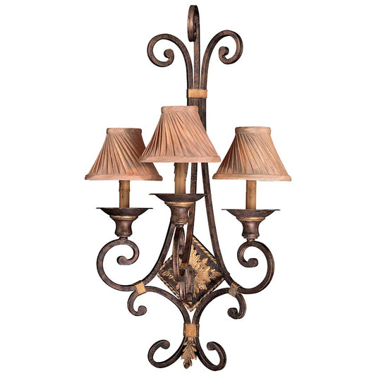 Metropolitan Lighting Zaragoza 3-Light Wall Sconce | Traditional Golden Bronze Wrought Iron | Living Room & Dining Room | 33 in H | Model N2231-355