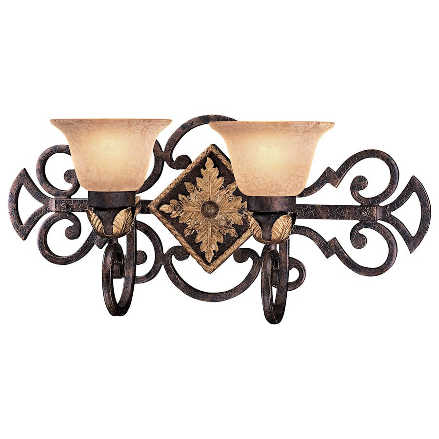 Metropolitan Lighting Zaragoza 2-Light Vanity Light | Traditional Golden Bronze Wrought Iron | Bathroom Vanity | 23 in W | Model N2232-355