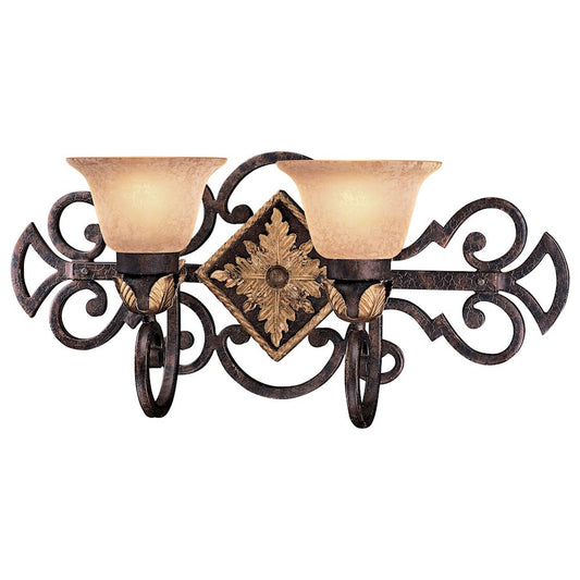 Metropolitan Lighting Zaragoza 2-Light Vanity Light | Traditional Golden Bronze Wrought Iron | Bathroom Vanity | 23 in W | Model N2232-355