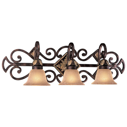 Metropolitan Lighting Zaragoza 32in 3-Light Vanity Light | Traditional Golden Bronze Wrought Iron | Bathroom Vanity & Powder Room | Model N2233-355