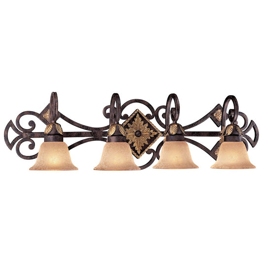 Metropolitan Lighting Zaragoza 37in 4-Light Vanity Light | Traditional Golden Bronze Wrought Iron | Bathroom Vanity & Powder Room | Model N2234-355