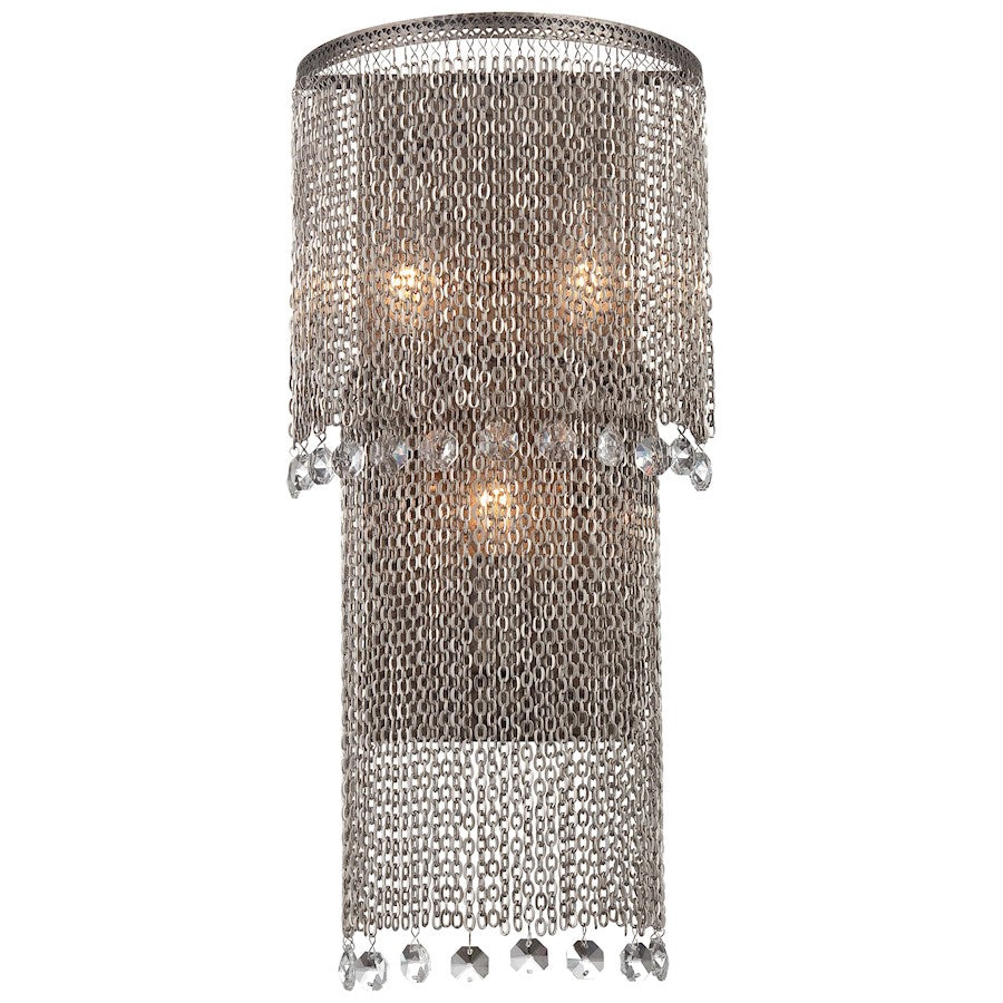 Metropolitan Lighting Shimmering Falls 3-Light Wall Sconce | Traditional Antique Silver Crystal | Bedroom & Hallway Accent | Model N2273-578