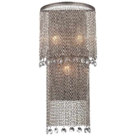 Metropolitan Lighting Shimmering Falls 3-Light Wall Sconce | Traditional Antique Silver Crystal | Bedroom & Hallway Accent | Model N2273-578
