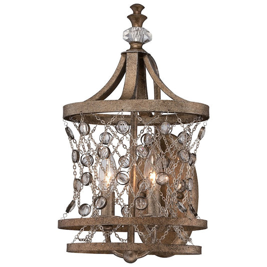 Metropolitan Lighting Vel Catena 2-Light Wall Sconce | Transitional Arcadian Gold Crystal | Entryway & Living Room Accent | Model N2582-272