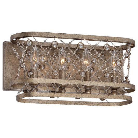 Metropolitan Lighting Vel Catena 4-Light Bath Vanity Light | Transitional Arcadian Gold Crystal | Bathroom Vanity & Powder Room | Model N2584-272