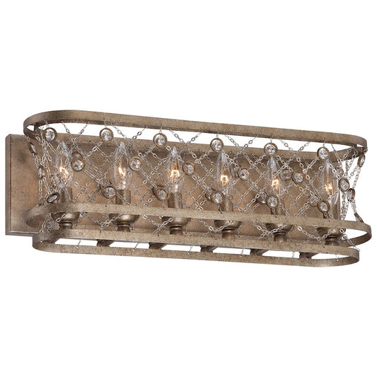 Metropolitan Lighting Vel Catena 6-Light Bath Vanity Light | Transitional Arcadian Gold and Crystal | Bathroom Vanity & Powder Room | Model N2586-272