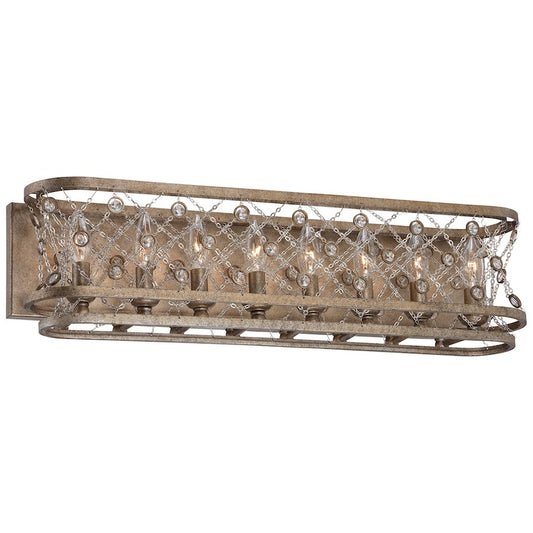 Metropolitan Lighting Vel Catena 28in 8-Light Bath Vanity | Transitional Arcadian Gold and Crystal | Bathroom & Powder Room | Model N2588-272