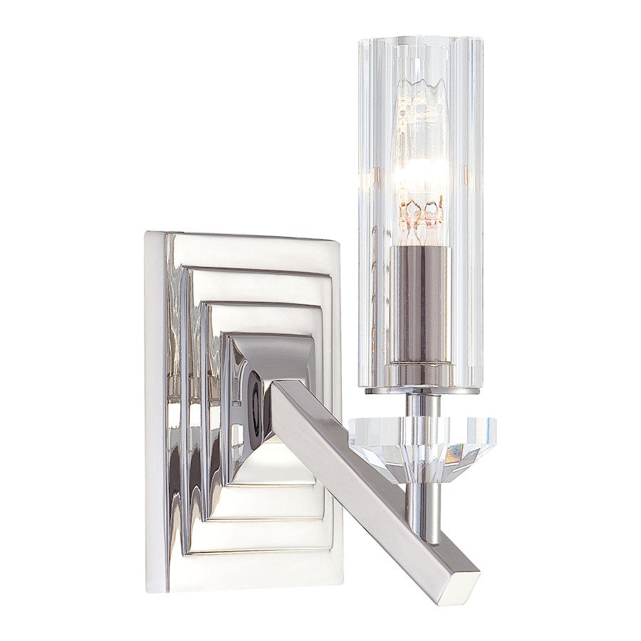 Minka Metropolitan Fusano 1-Light Wall Sconce | Polished Nickel | Hallway & Bedroom Accent | 4.5 x 6.5 x 10.25 in | Model N2651-613