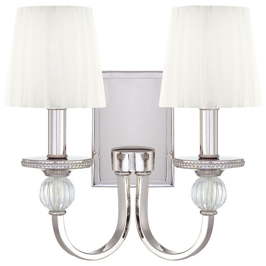Metropolitan Lighting Aise 2-Light Wall Sconce | Contemporary Polished Nickel | Bathroom Vanity & Powder Room Light | 14 in H | Model N2661-613