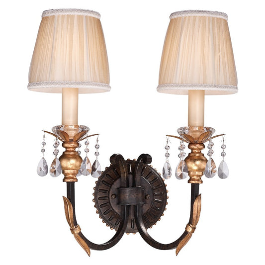 Metropolitan Lighting Bella Cristallo 2-Light Wall Sconce | Traditional French Bronze with Gold Highlights | Bedroom & Hallway | Model N2690-258B