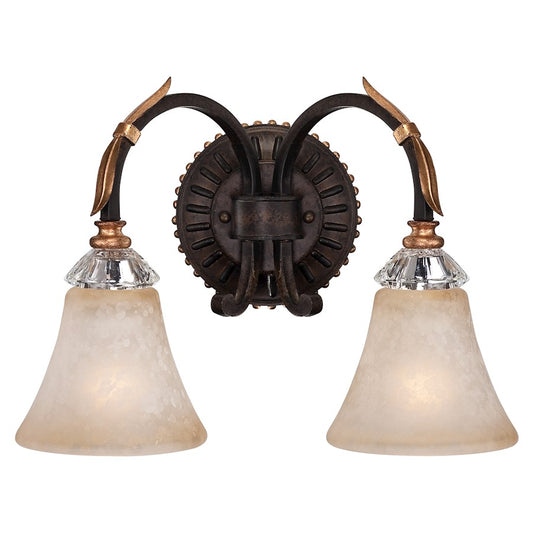 Metropolitan Lighting Bella Cristallo 2-Light Bath Vanity | Traditional French Bronze with Gold Highlights | Bathroom Vanity & | Model N2692-258B