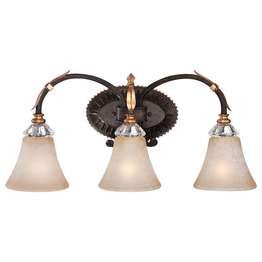 Metropolitan Lighting Bella Cristallo 24in 3-Light Bath Vanity | Traditional French Bronze with Gold Highlights | Bathroom & | Model N2693-258B