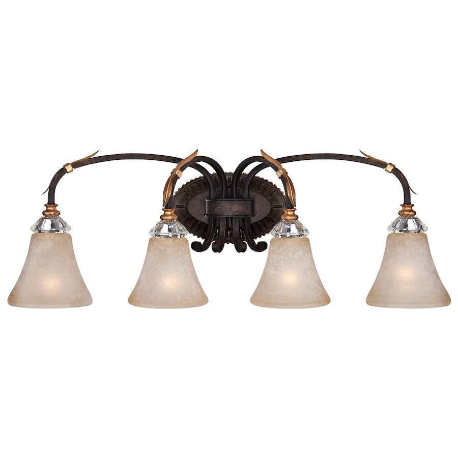 Metropolitan Lighting Bella Cristallo 32in 4-Light Bath Vanity | Traditional French Bronze with Gold Highlights | Bathroom & | Model N2694-258B