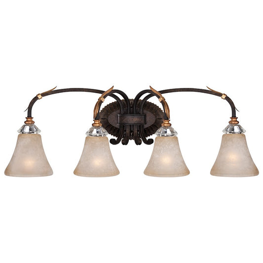 Metropolitan Lighting Bella Cristallo 32in 4-Light Bath Vanity | Traditional French Bronze with Gold Highlights | Bathroom & | Model N2694-258B